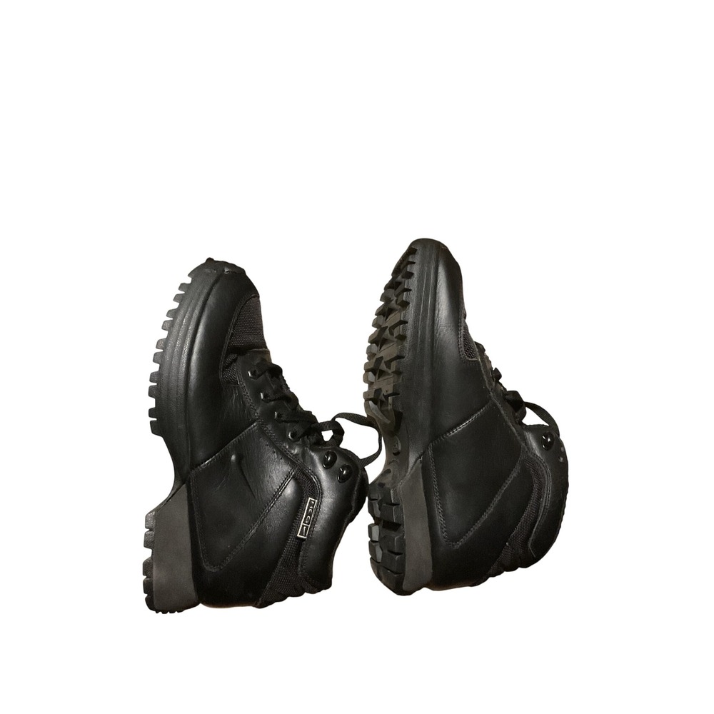 Kids Black Leather Ankle Boots Lug Sole Lace Up Casual Shoes 6 Y